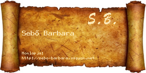 Sebő Barbara névjegykártya